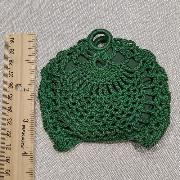 Vintage Handmade Crocheted Dark Green Coin Purse 124 - Picture 4 of 5